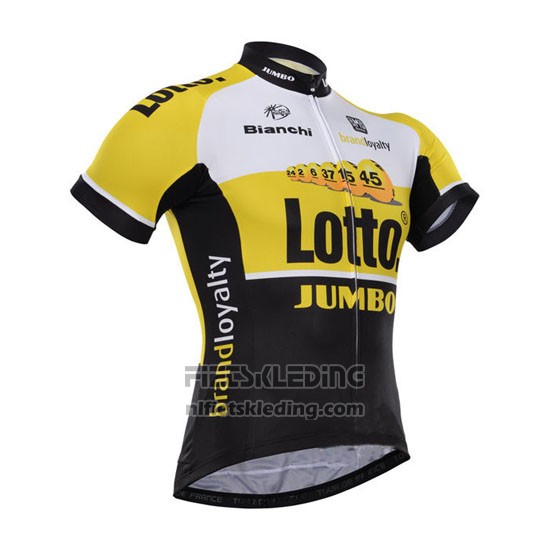 2015 Fietskleding Lotto NL Jumbo Zwart en Geel Korte Mouwen en Koersbroek